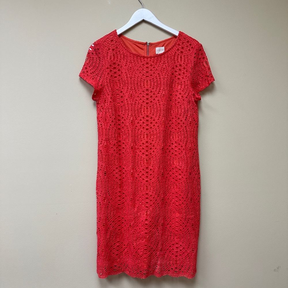 Chico's Orange Sheath Mini Dress Crew Neck Short Sleeve
